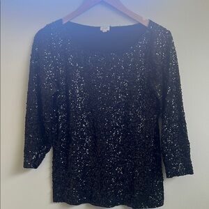 J. Crew Black Sequin Blouse